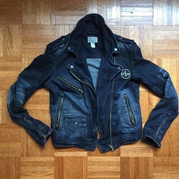 Converse Blue Denim Motorcyle Jean Jacket S - Picture 1 of 8